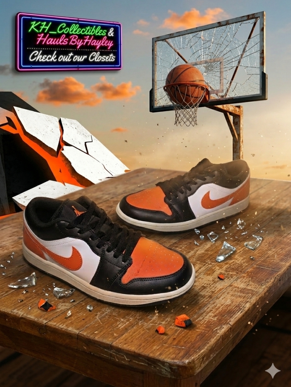 Air Jordan 1 Low 'Shattered Backboard' Starfish 553558-081 - NWOT